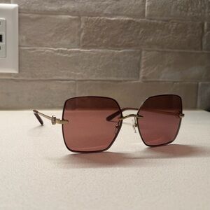 Tory Burch TY6080 Sunglasses - Gold Frame, Bordeaux Lenses (Dark Red/Maroon)